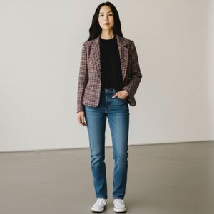 Vintage Giorgio Sant Angelo Colorful Houndstooth Wool  Lined Blazer - Medium